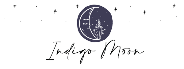 Indigo Moon Inner Healing & Hypnotherapy Logo with a stylized moon and star design on a white background.